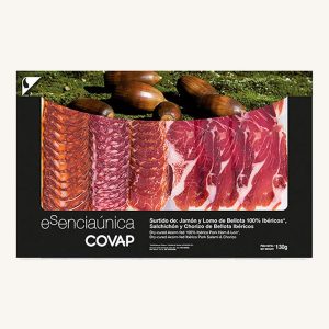 COVAP esenciaúnica Acorn-fed Ibérico cured meats platter with ham, lomo (loin), chorizo and salchichón, from Andalusia, pre-sliced 130 gr A