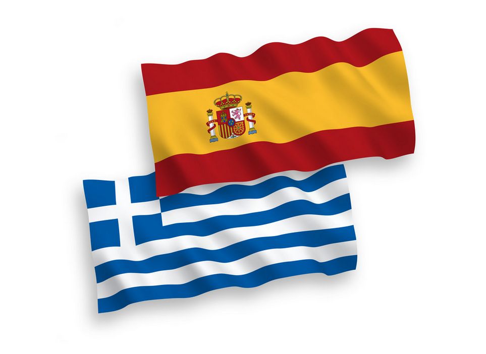 Flags of Greece and Spain