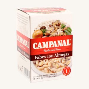 Campanal Beans with clams (Fabes con almejas), traditional recipe, 1 portion ready-made meal, 425g